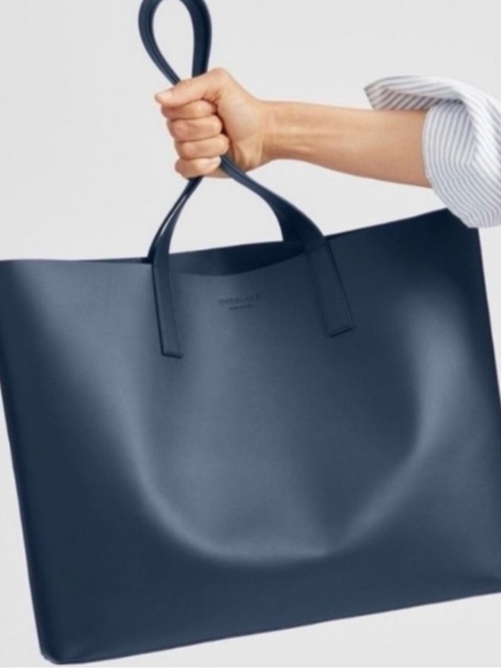 Everlane The Day Market Tote Navy Italian Leather